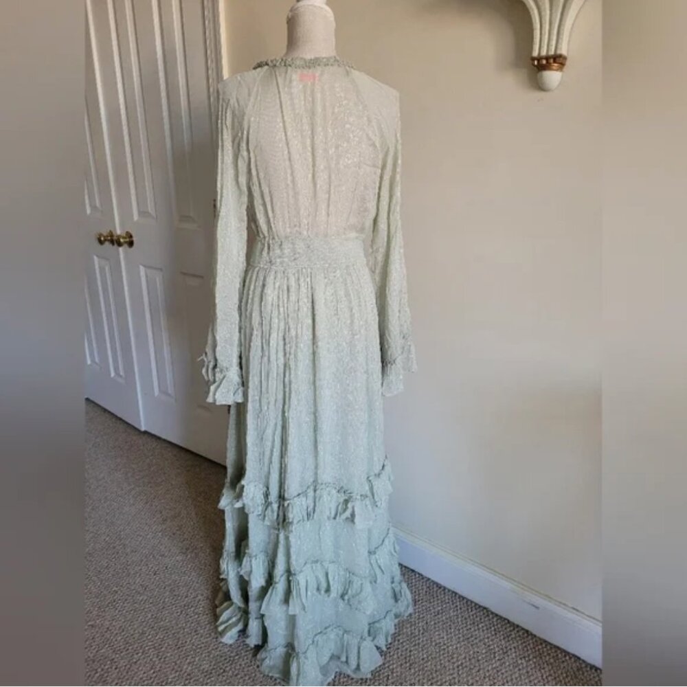 Free People Sage Green Maxi Dress with Ruffle Tiers - Picture 6 of 9